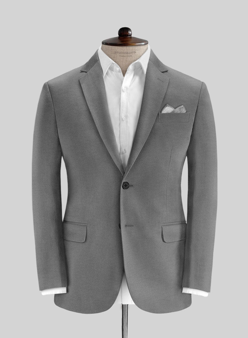 Gray Feather Cotton Canvas Stretch Suit - StudioSuits