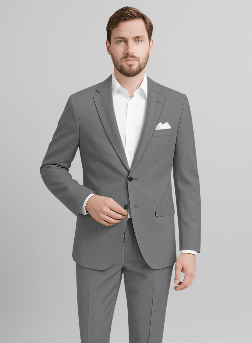 Gray Feather Cotton Canvas Stretch Suit - StudioSuits
