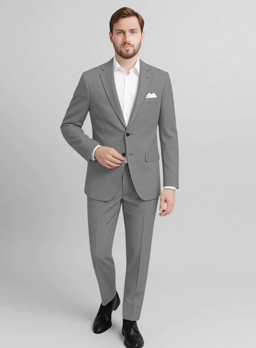 Gray Feather Cotton Canvas Stretch Suit - StudioSuits