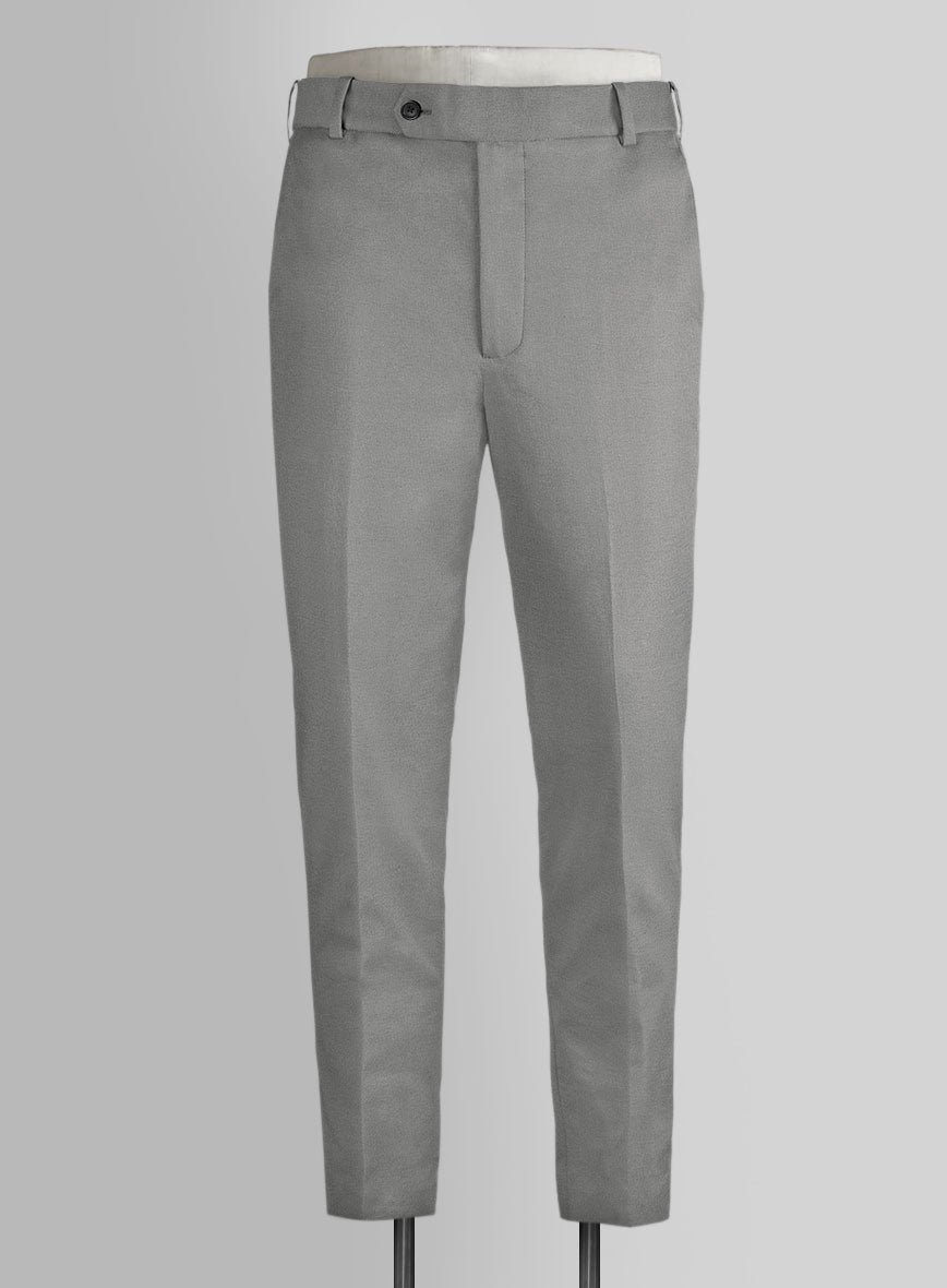Gray Feather Cotton Canvas Stretch Pants - StudioSuits