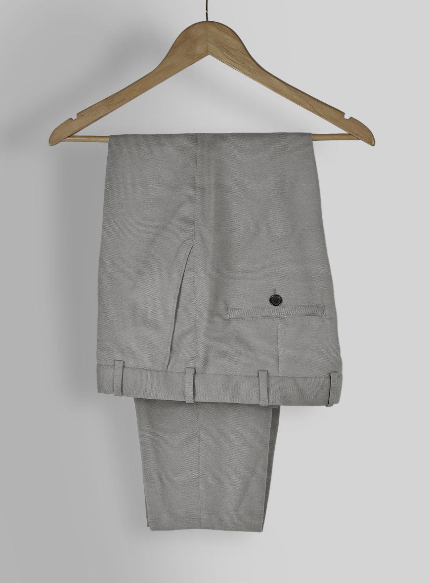 Gray Feather Cotton Canvas Stretch Pants - StudioSuits