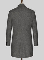 Gray Herringbone Flecks Donegal Tweed Overcoat - StudioSuits