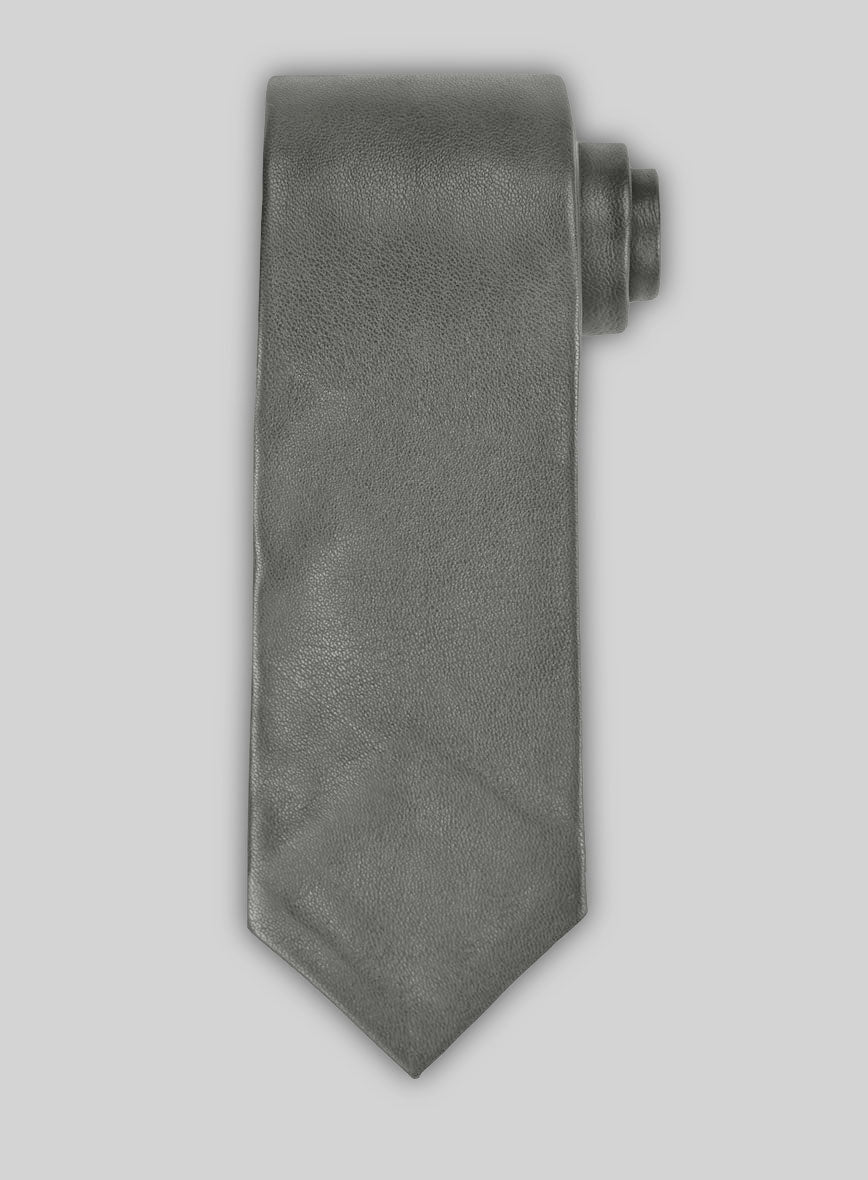 Gray Leather Tie - StudioSuits
