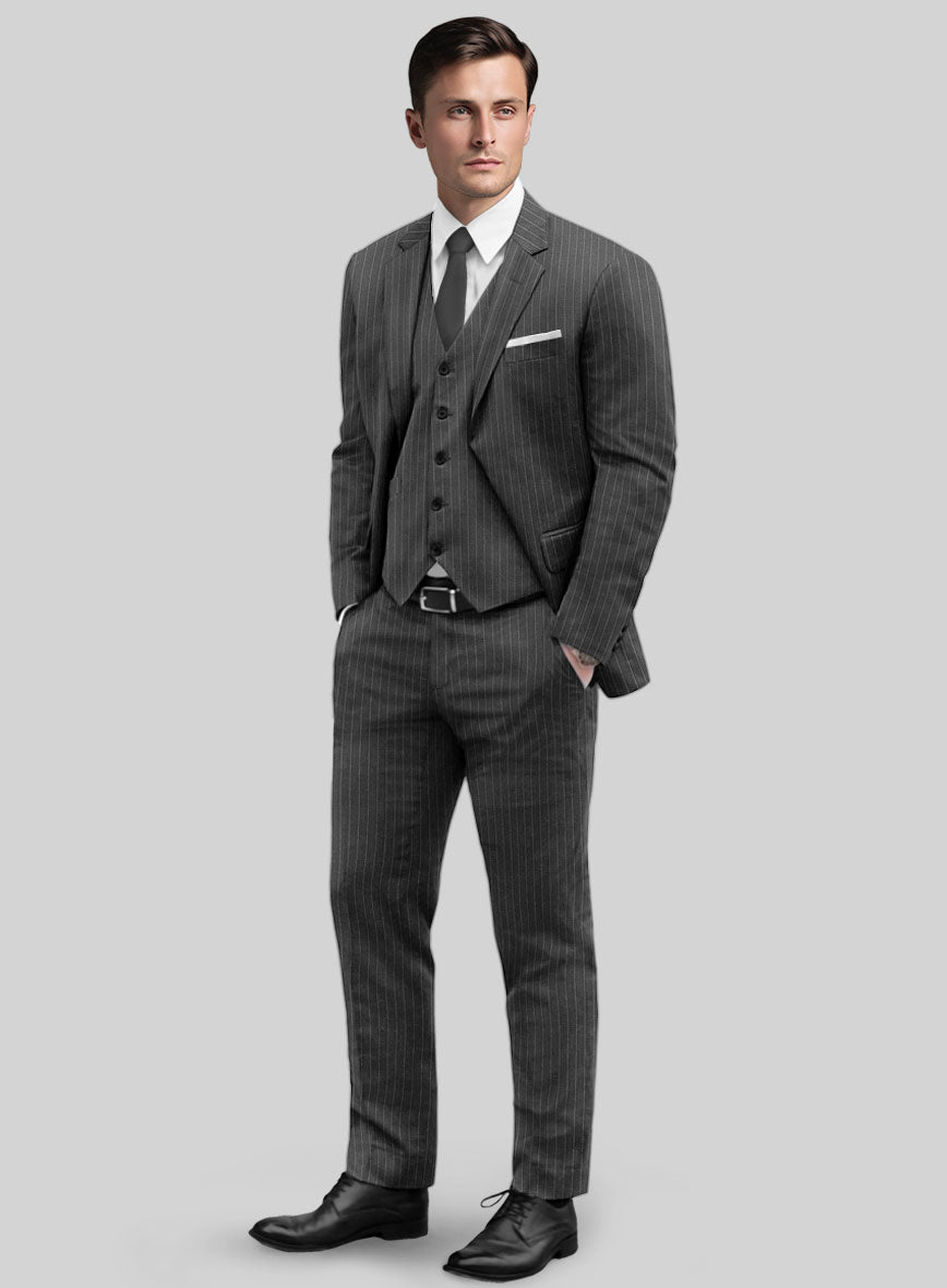 Mid Grey Stripe Havana Suit | Suits, Cool suits, Blue check suit