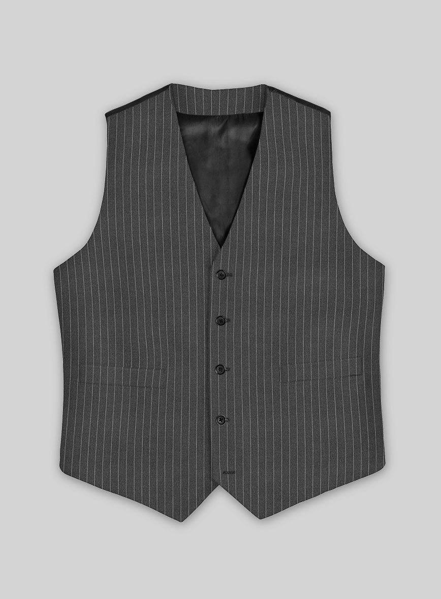 Gray Pinstripe Waist Coat - StudioSuits
