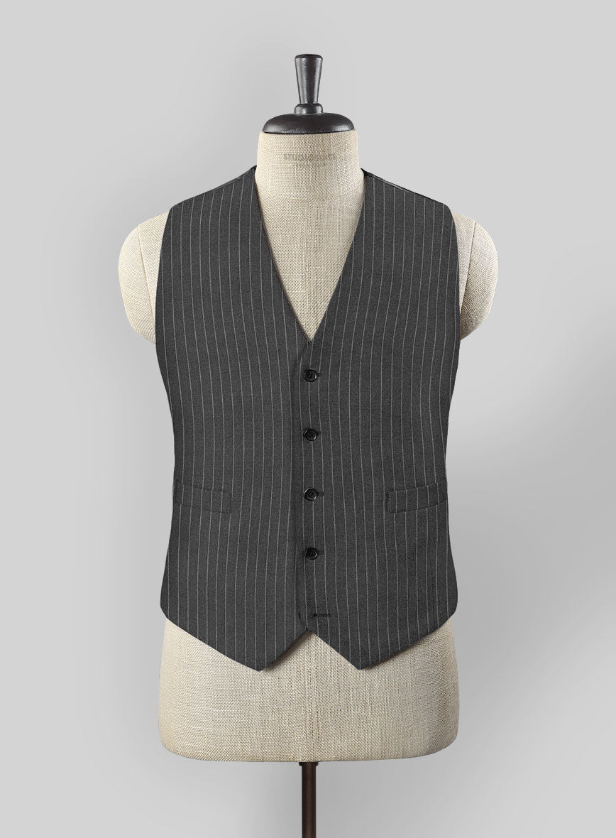 Gray Pinstripe Waist Coat - StudioSuits