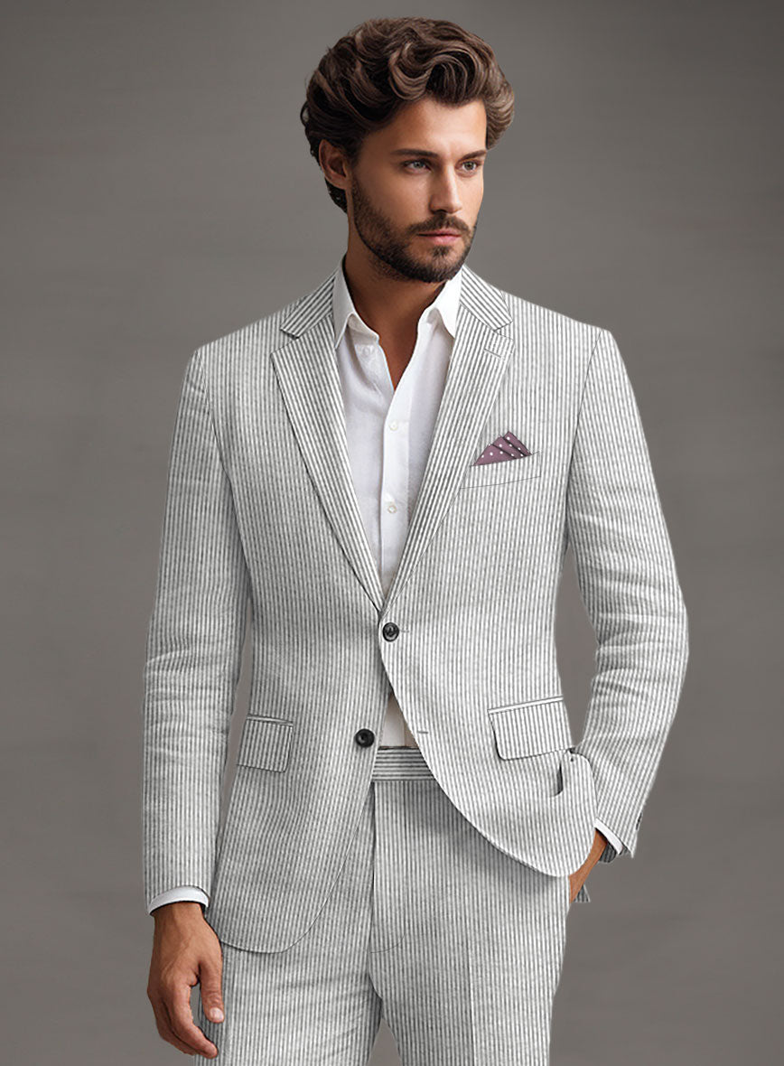 Gray Seersucker Jacket - StudioSuits