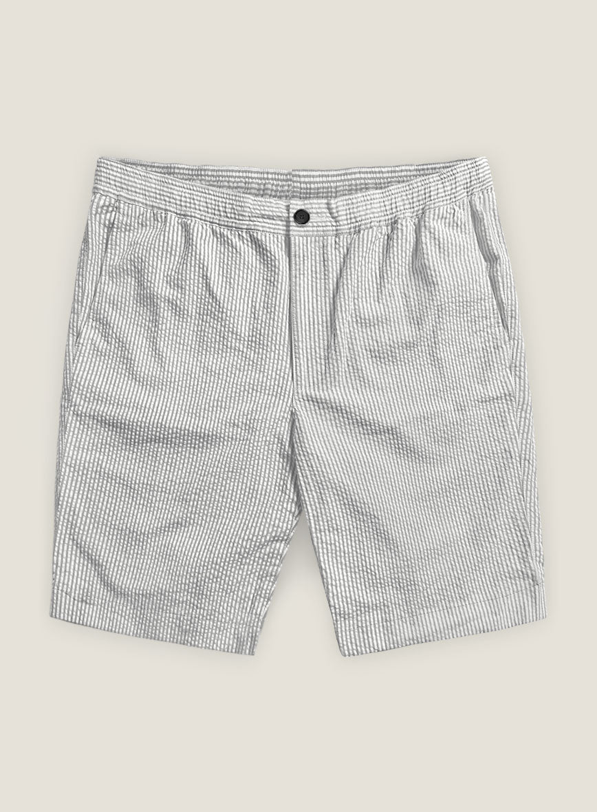 Gray Seersucker Shorts - StudioSuits
