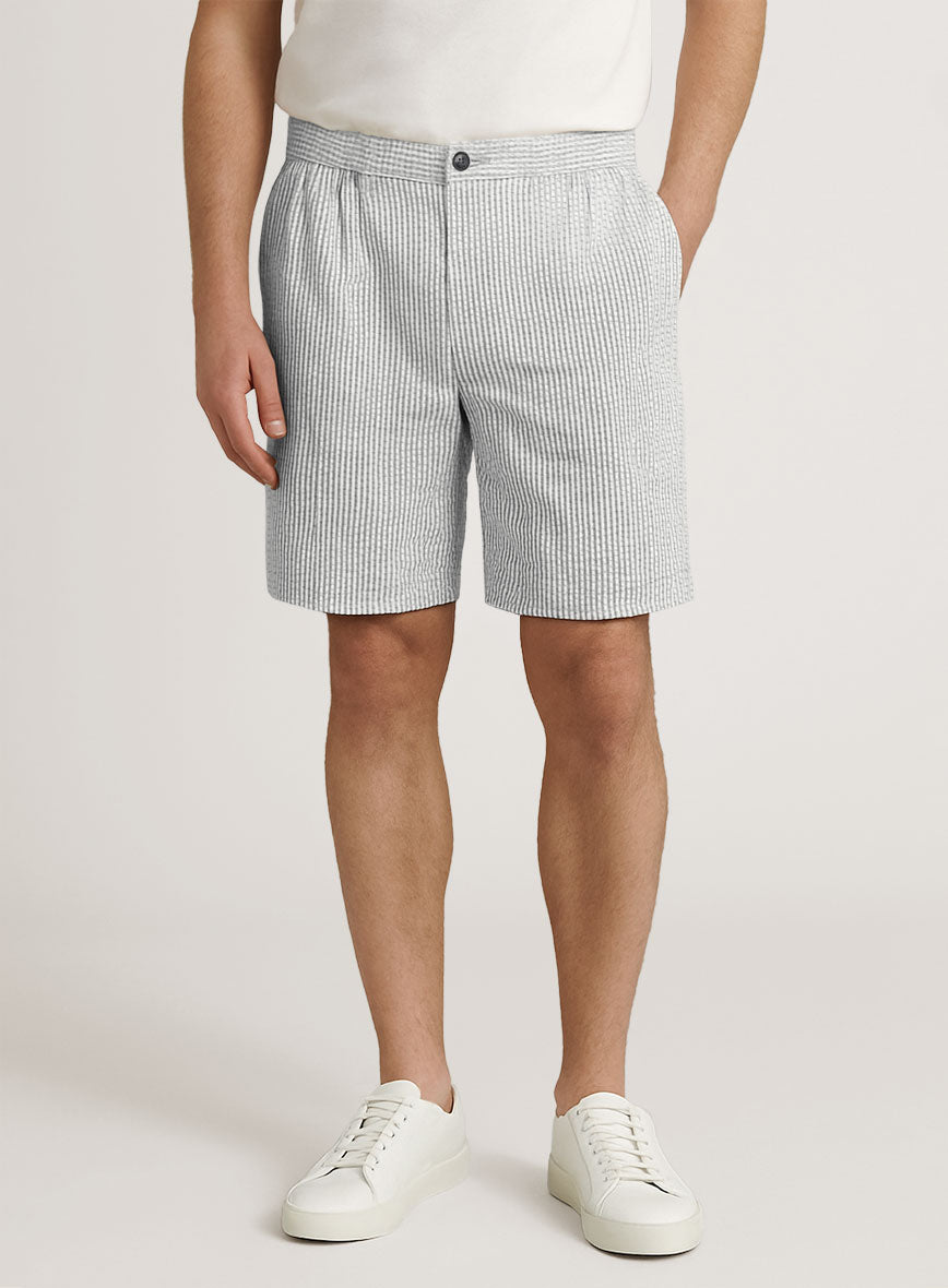 Gray Seersucker Shorts - StudioSuits