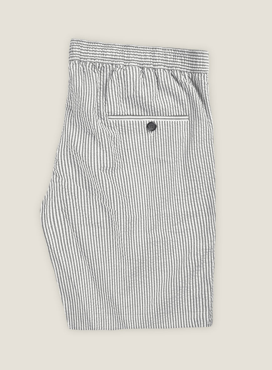 Gray Seersucker Shorts - StudioSuits