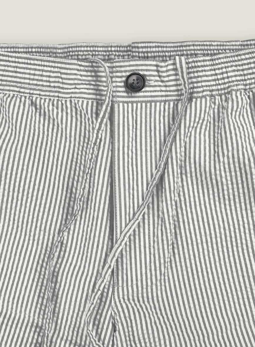 Gray Seersucker Shorts - StudioSuits