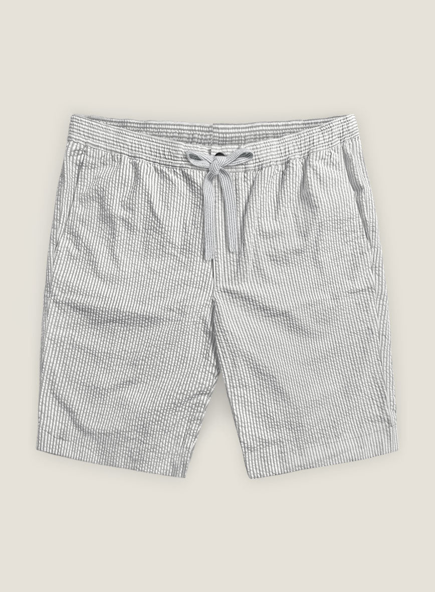 Gray Seersucker Shorts - StudioSuits