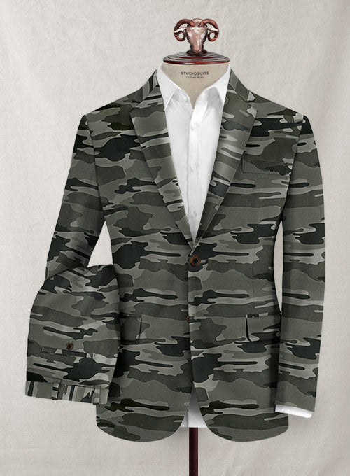 Gray Stretch Camo Suit - StudioSuits