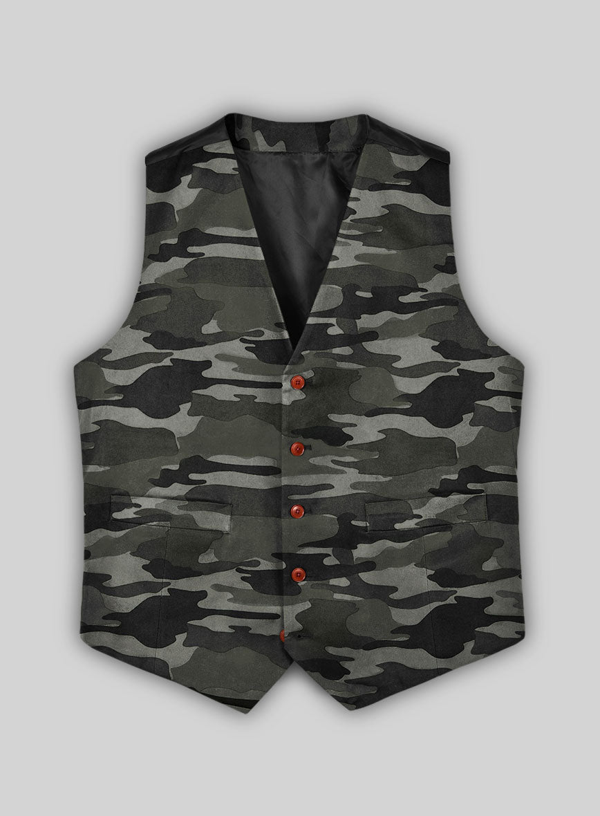 Gray Stretch Camo Waist Coat - StudioSuits