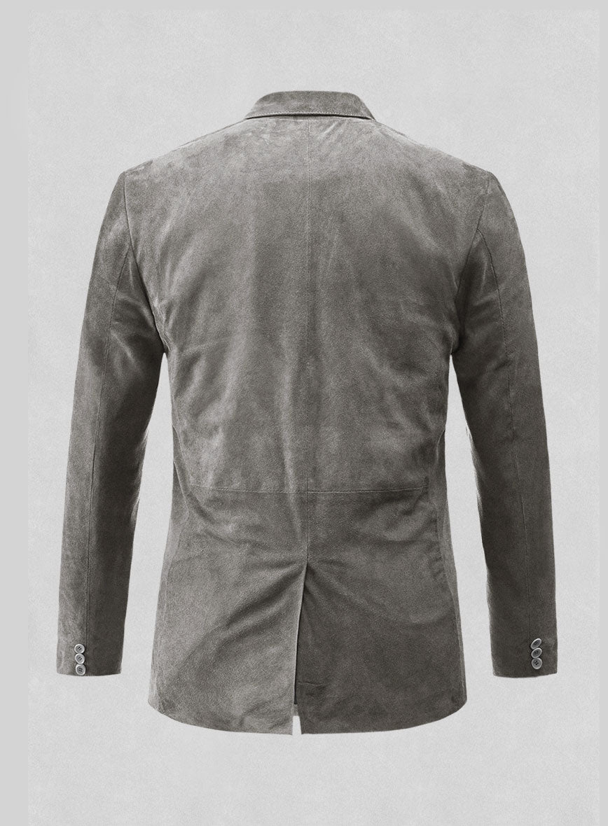 Gray Suede Leather Blazer - StudioSuits