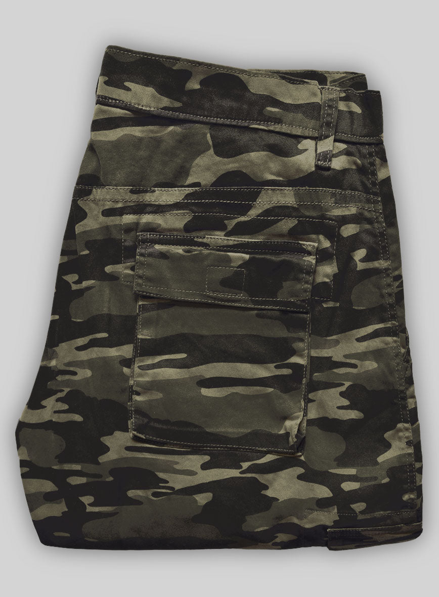 Green Stretch Camo Cargo Pants - StudioSuits