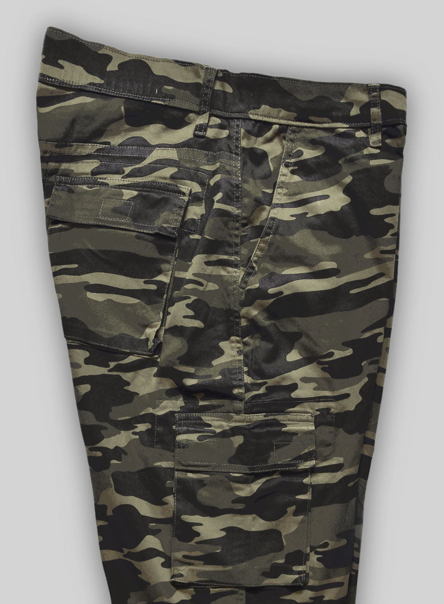 Green Stretch Camo Cargo Pants - StudioSuits