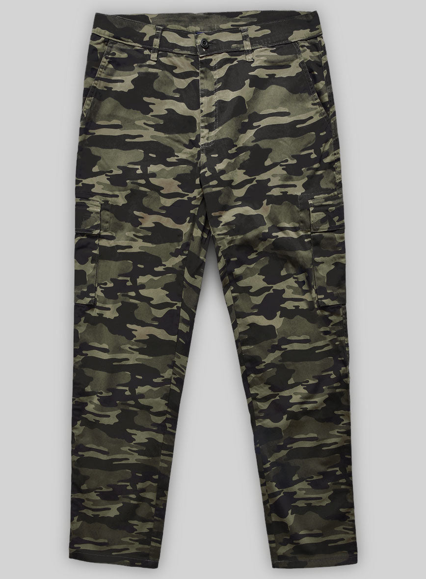 Green Stretch Camo Cargo Pants - StudioSuits
