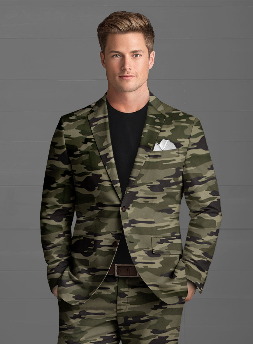 Green Stretch Camo Jacket - StudioSuits