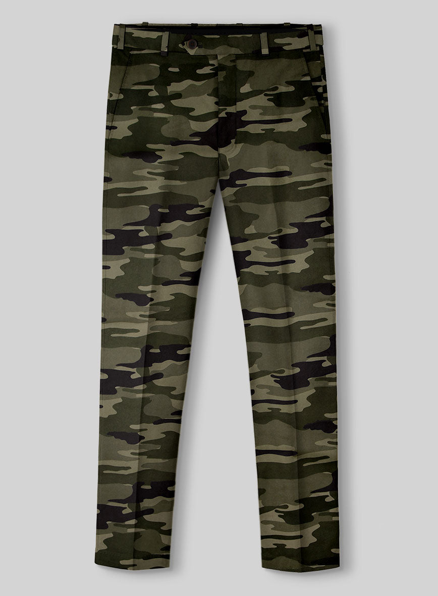 Green Stretch Camo Pants - StudioSuits