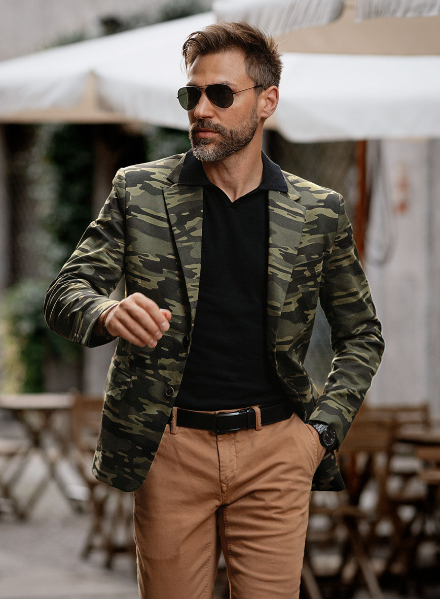 Green Stretch Camo Suit - StudioSuits