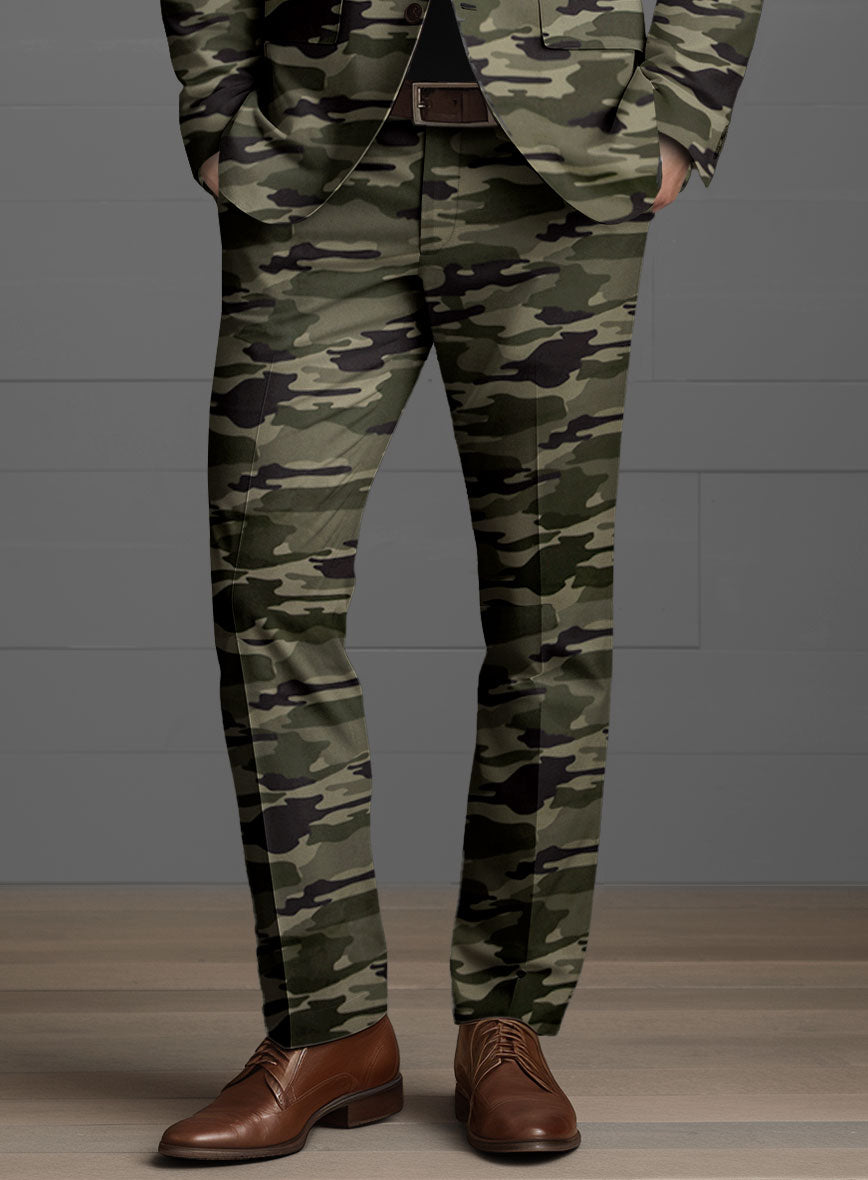 Green Stretch Camo Pants - StudioSuits