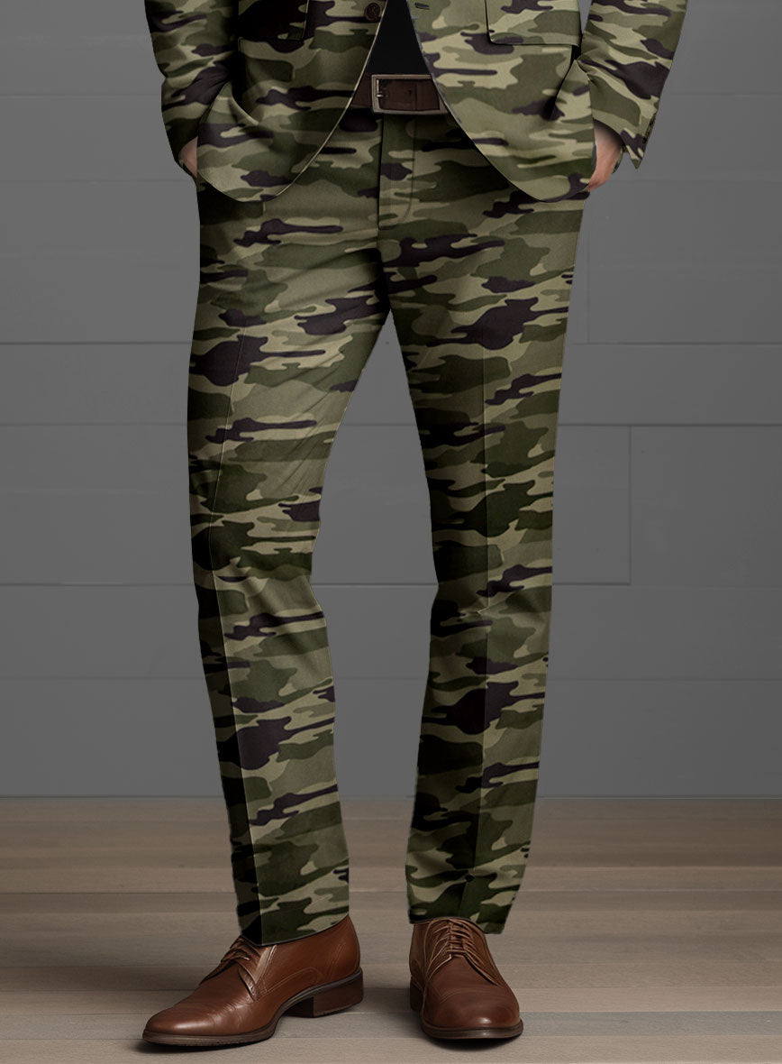 Green Stretch Camo Pants - StudioSuits