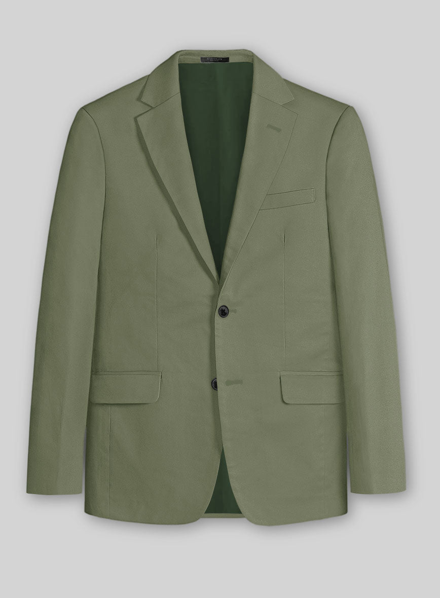 Green Feather Cotton Canvas Stretch Jacket - StudioSuits