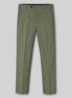Green Feather Cotton Canvas Stretch Pants - StudioSuits