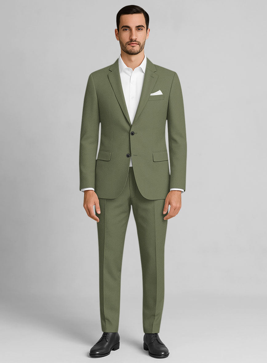 Green Feather Cotton Canvas Stretch Suit - StudioSuits