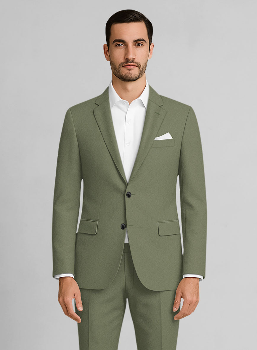 Green Feather Cotton Canvas Stretch Suit - StudioSuits