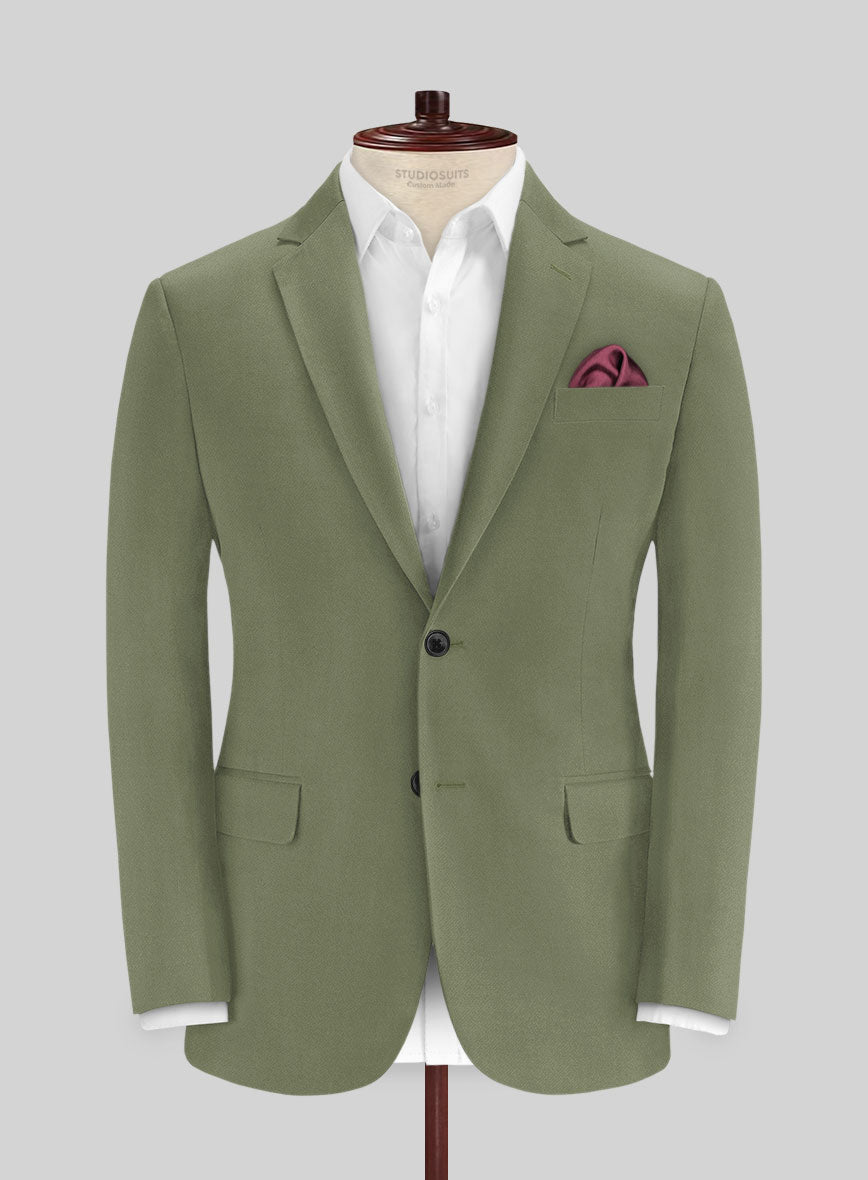 Green Feather Cotton Canvas Stretch Jacket - StudioSuits