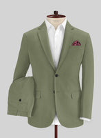 Green Feather Cotton Canvas Stretch Suit - StudioSuits