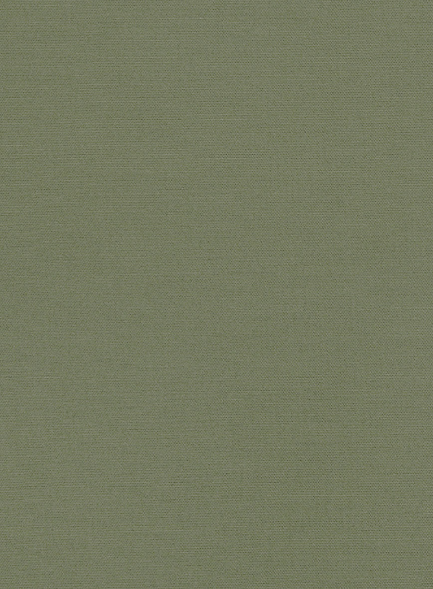 Green Feather Cotton Canvas Stretch Pants - StudioSuits