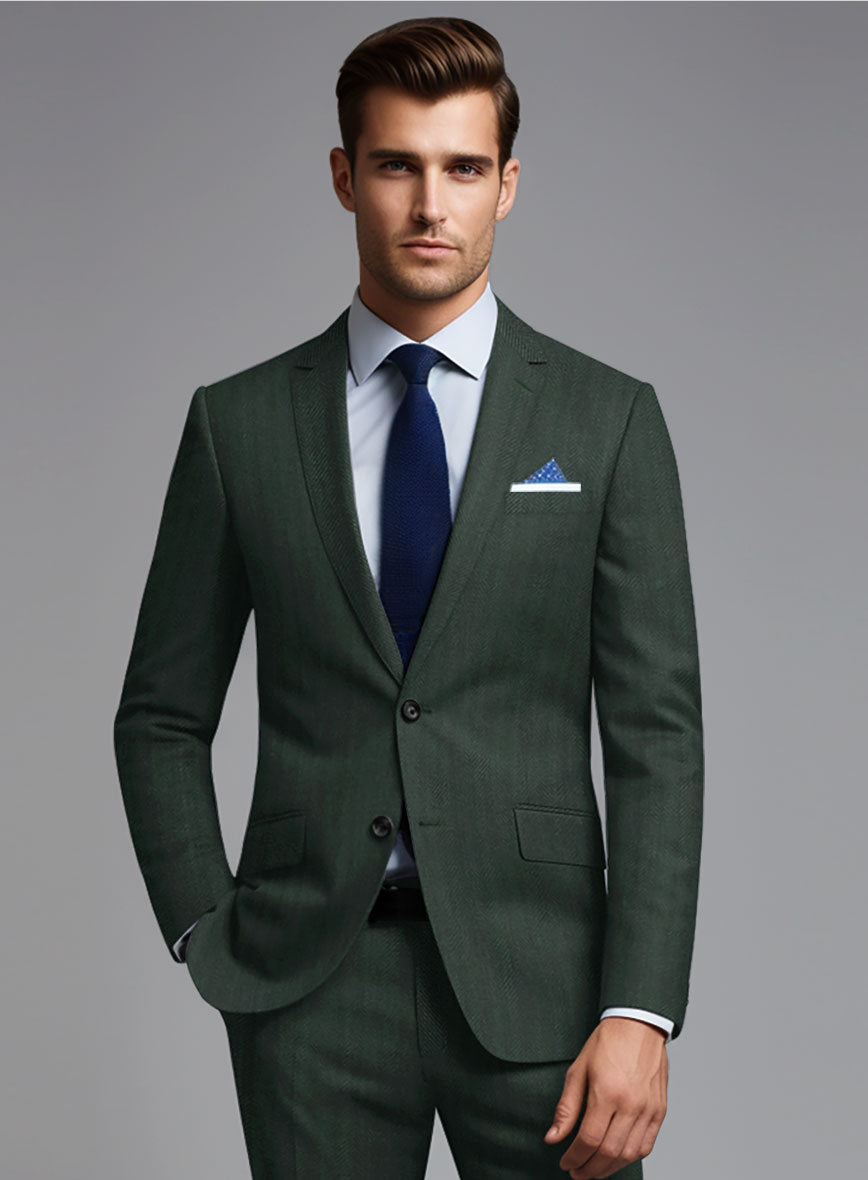 Green Herringbone Wool Jacket