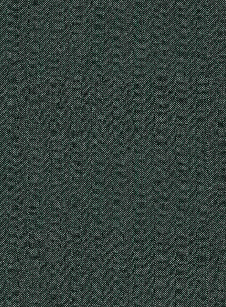 Green Herringbone Wool Suit - StudioSuits