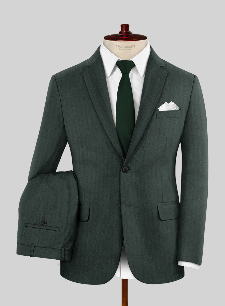 Green Herringbone Wool Suit - StudioSuits
