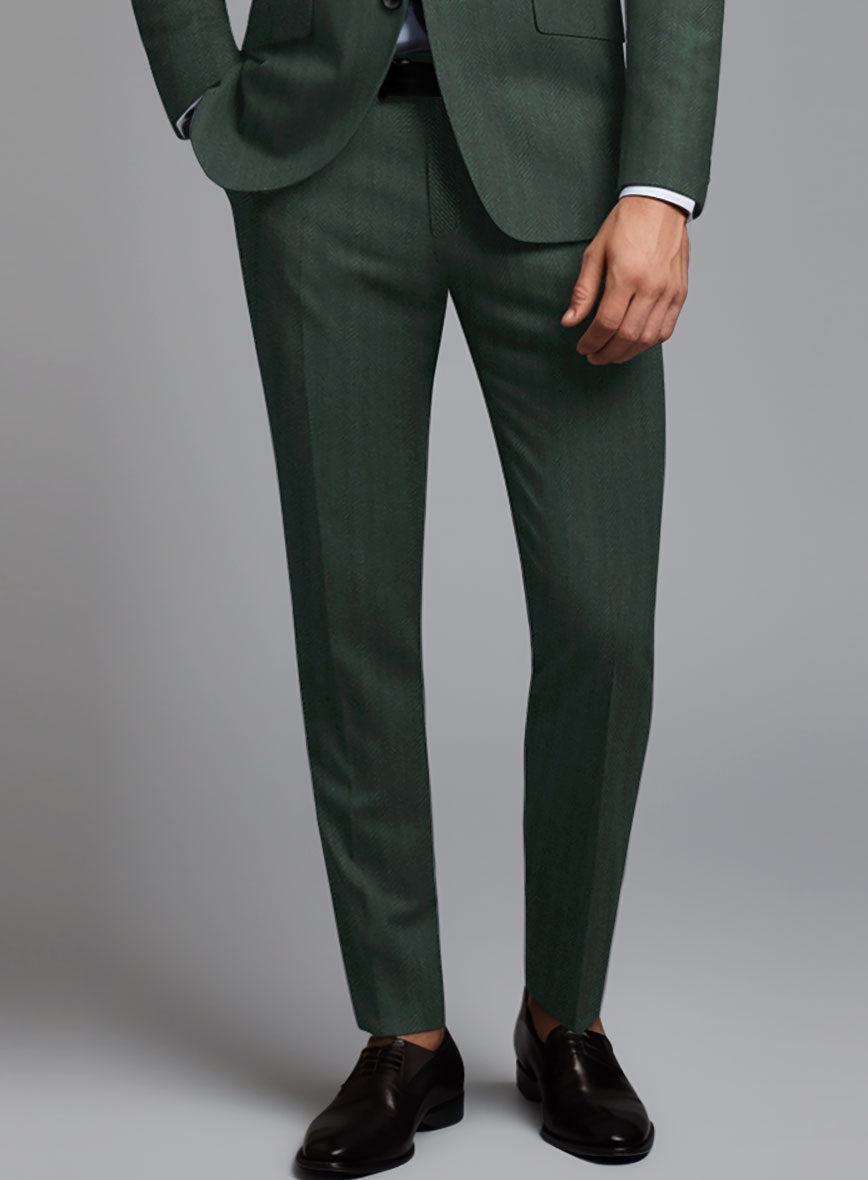 Green Herringbone Wool Suit
