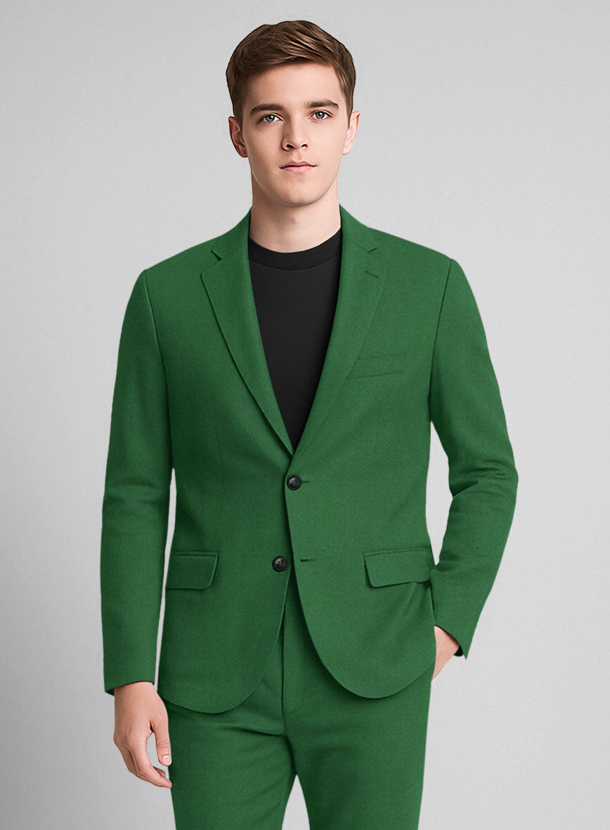 Green Napoli Stretch Light Weight Cotton Jacket - StudioSuits