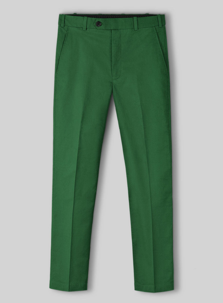 Green Napoli Stretch Light Weight Cotton Pants - StudioSuits