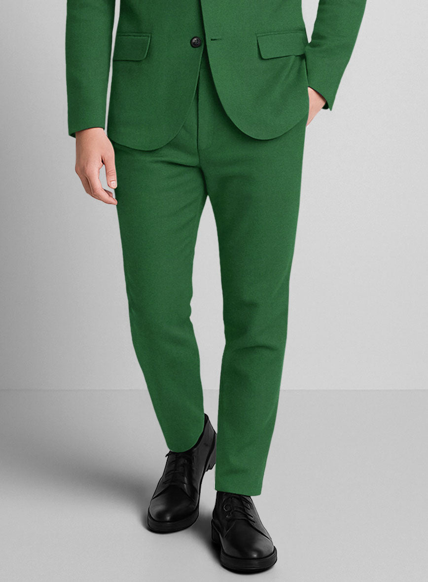 Green Napoli Stretch Light Weight Cotton Pants - StudioSuits