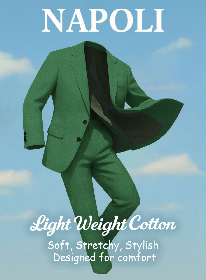 Green Napoli Stretch Light Weight Cotton Pants - StudioSuits