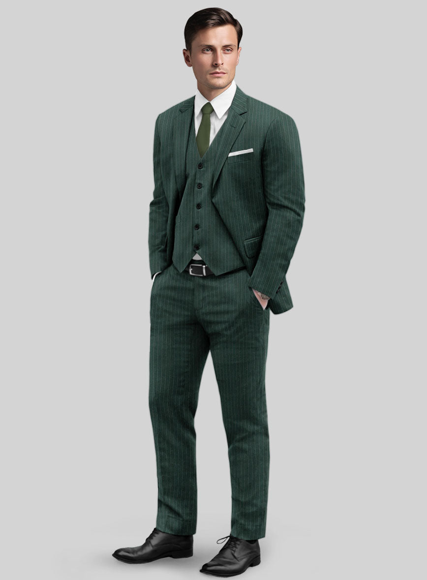 Green Pinstripe Suit - StudioSuits