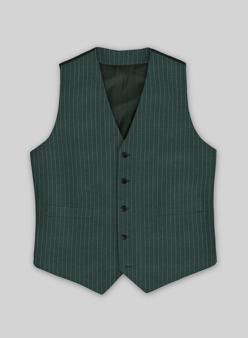 Green Pinstripe Waist Coat - StudioSuits