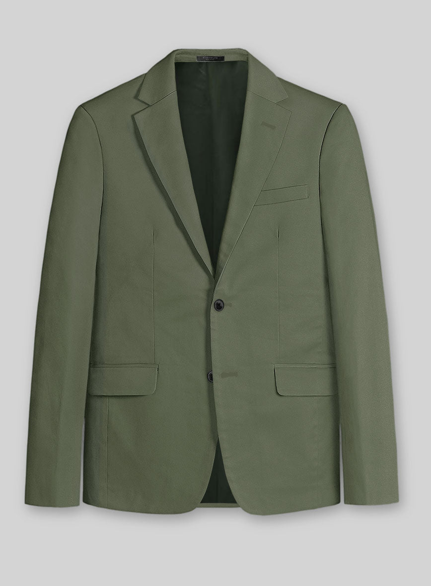 Green Cotton Power Stretch Chino Jacket - StudioSuits
