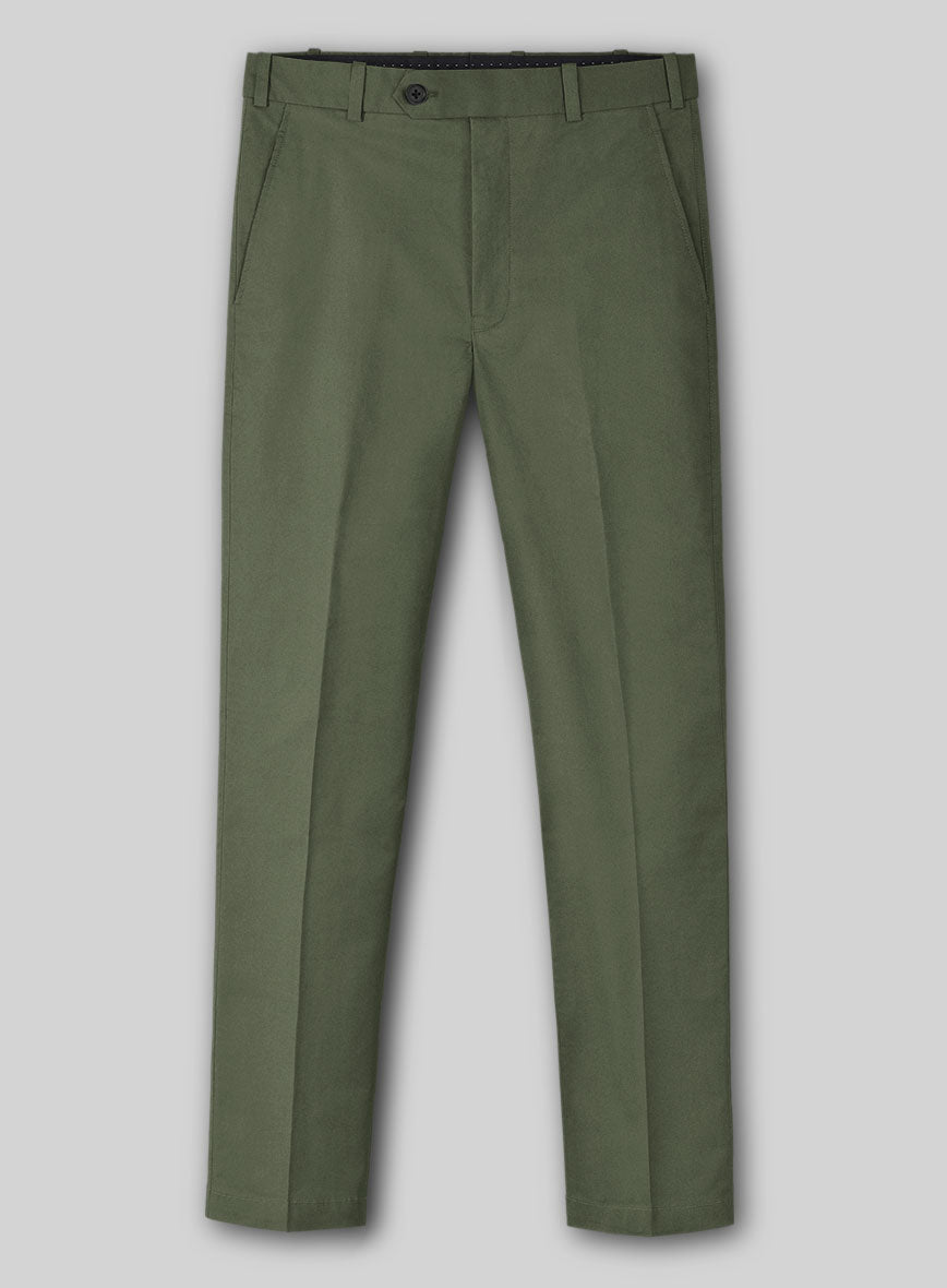 Green Cotton Power Stretch Chino Pants - StudioSuits