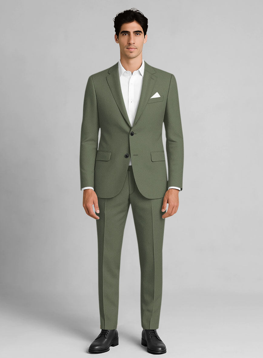 Green Cotton Power Stretch Chino Suit - StudioSuits