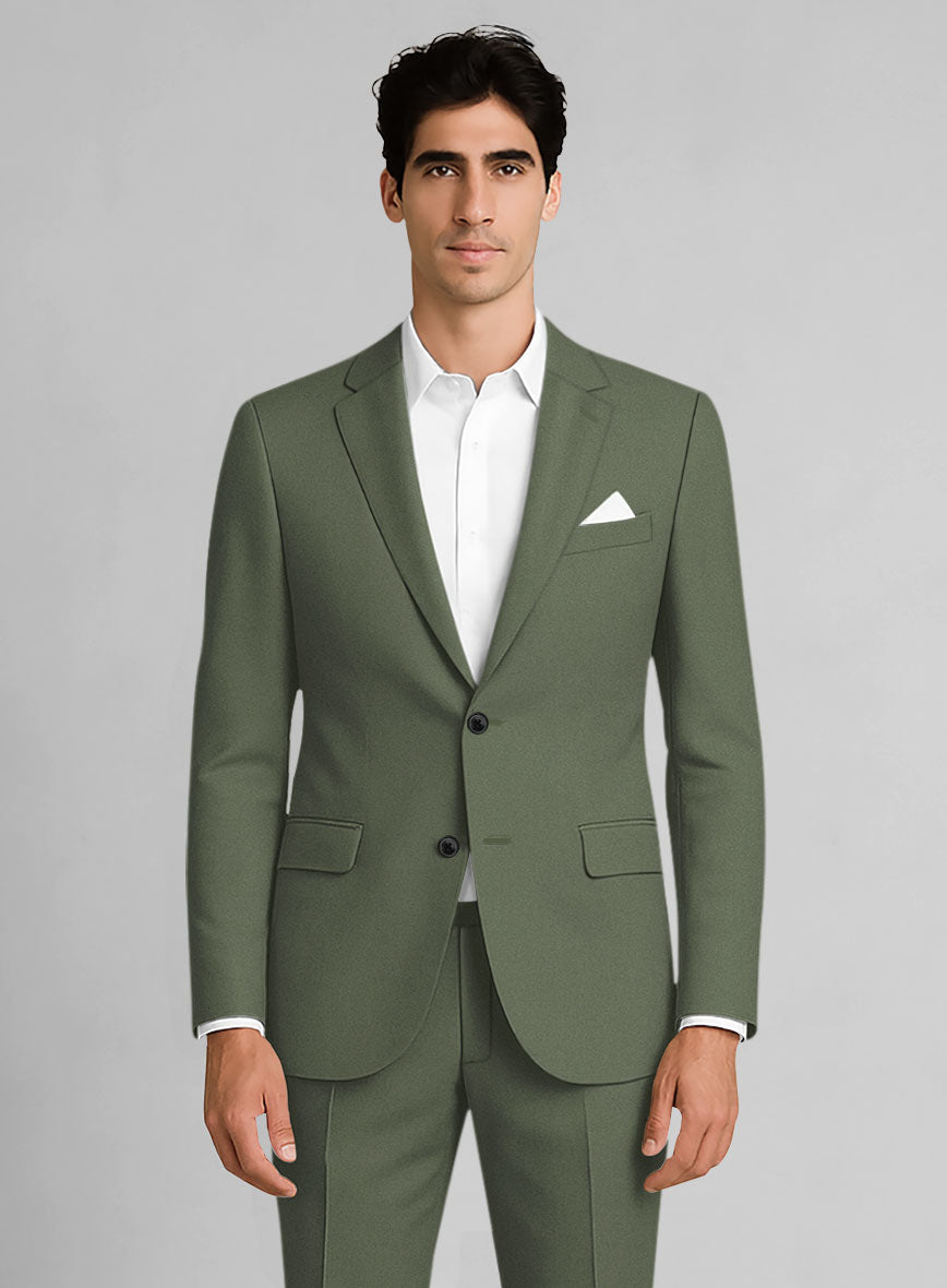 Green Cotton Power Stretch Chino Suit - StudioSuits