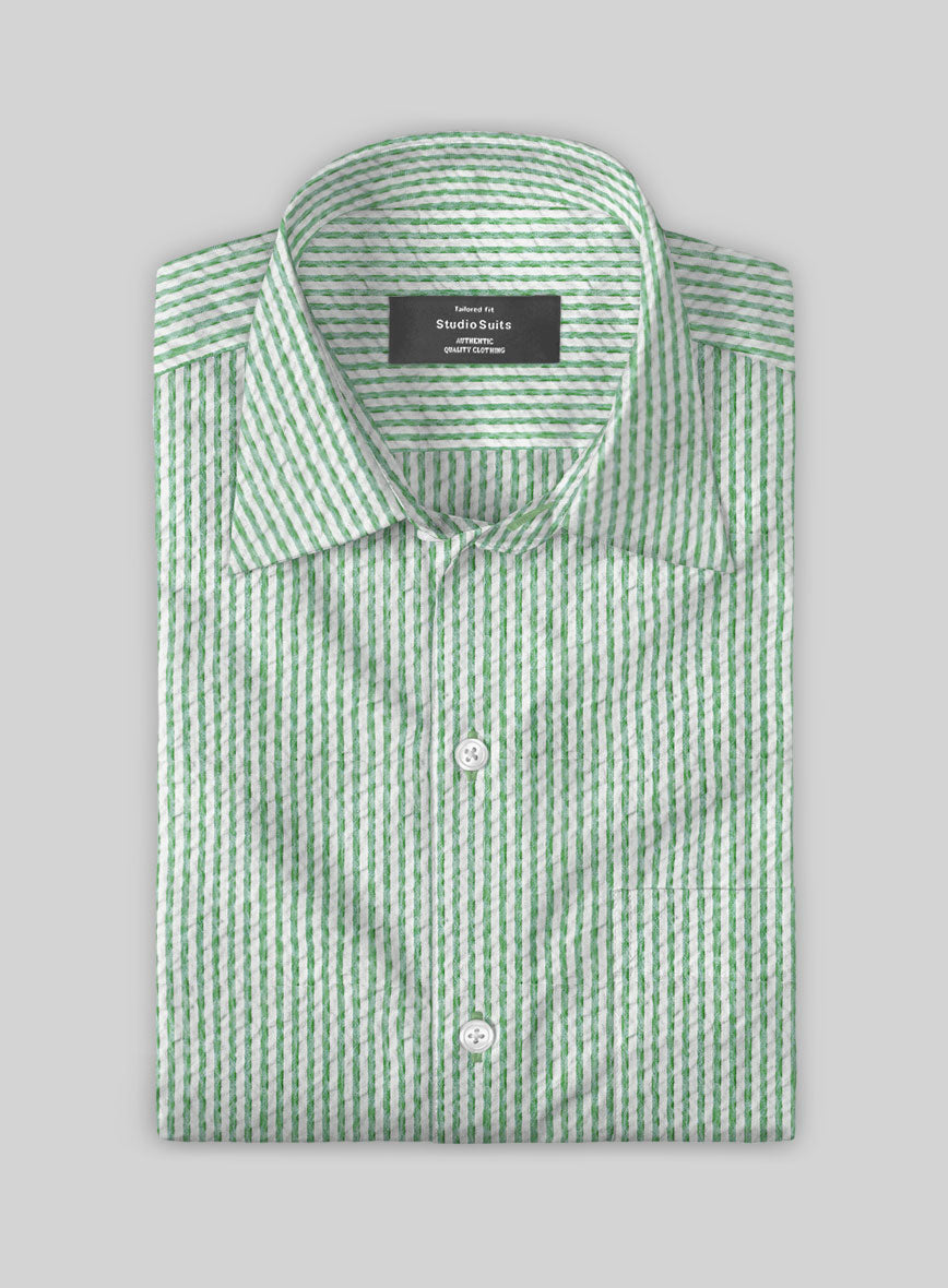 Green Seersucker Cotton Shirt - StudioSuits