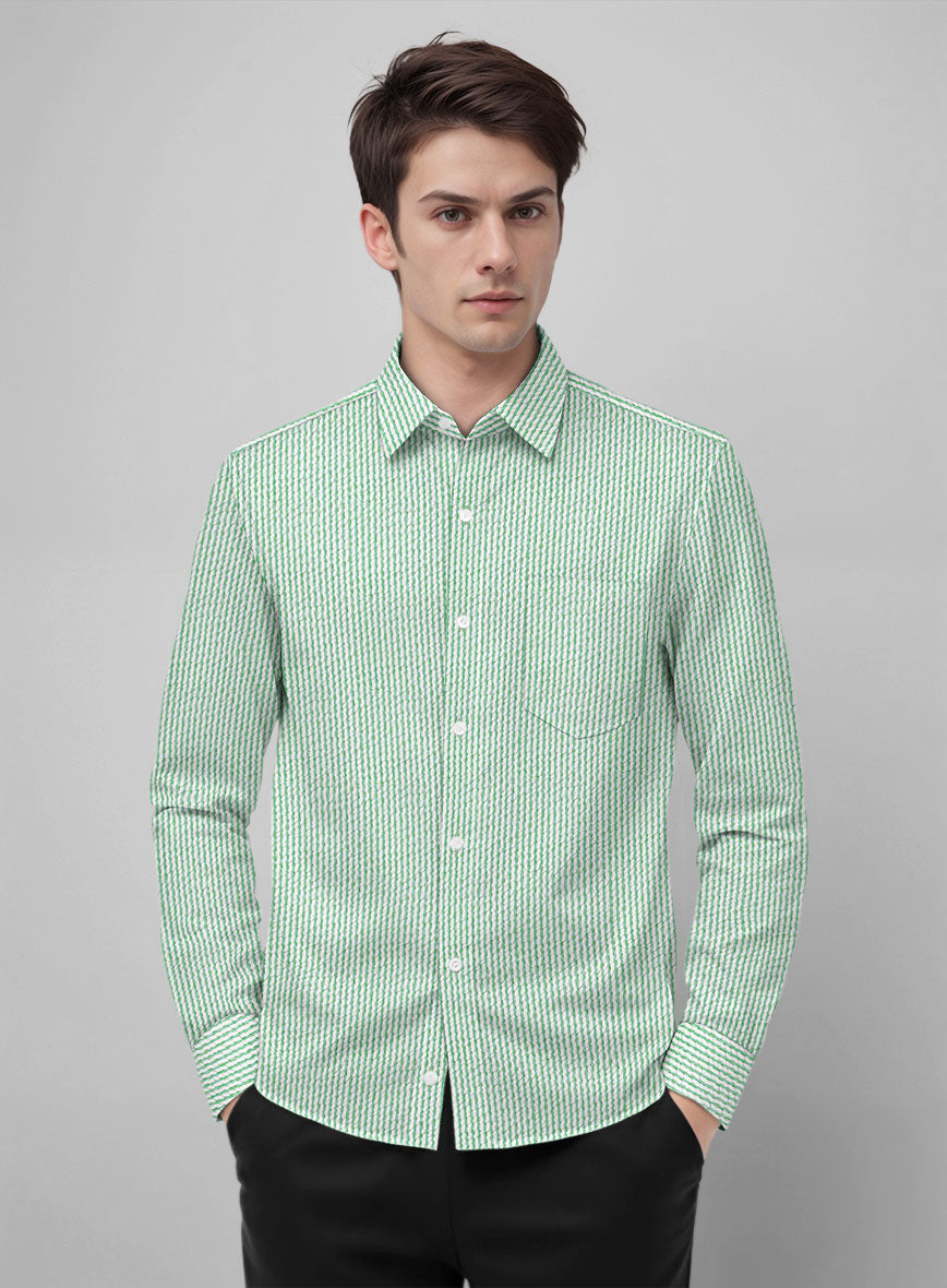 Green Seersucker Cotton Shirt - StudioSuits
